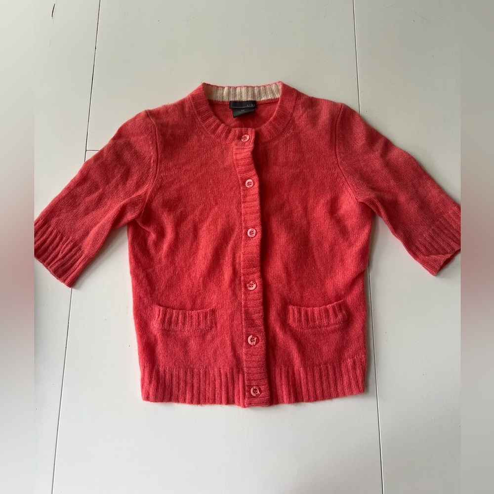 100% cashmere short sleeve cardigan/ XS